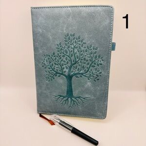 Tree of Life Synthetic Leather Notebooks w/Pens Hard Cover College Ruled 8x6